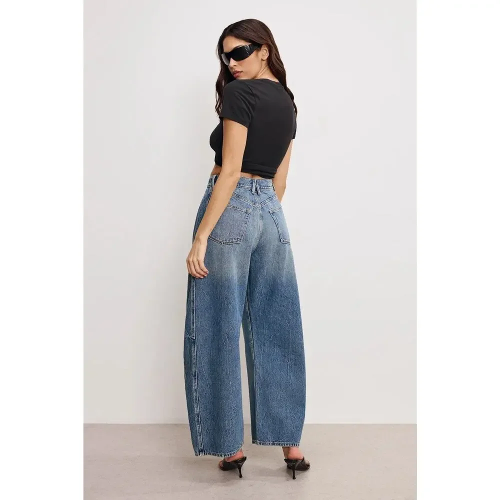 Good American / GOOD EXTREME BARREL JEANS Indigo Women’s Size 00 / 24 MSRP $169 - Picture 6 of 8